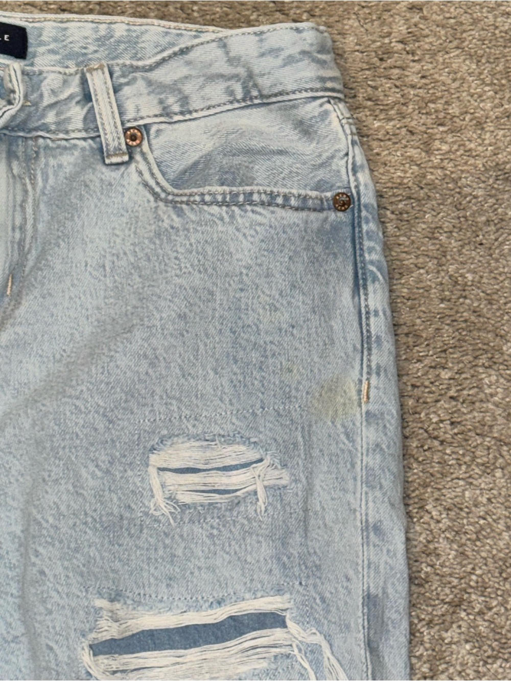Aeropostale Distressed Denim Shorts Duo - Dark Blue & Light Blue - Picture 5 of 10